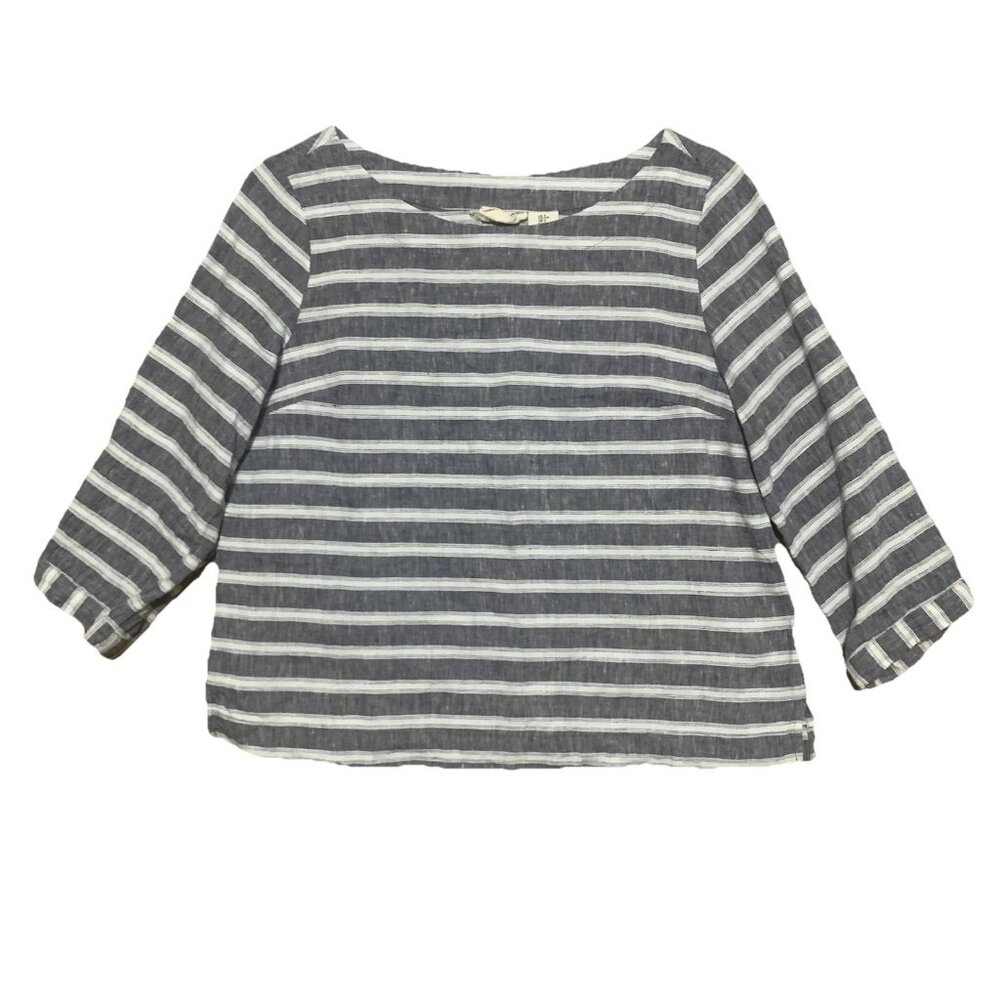 Christian Siriano New York 100% Linen Boatneck Women’s Small 3/4 Sleeve Blue